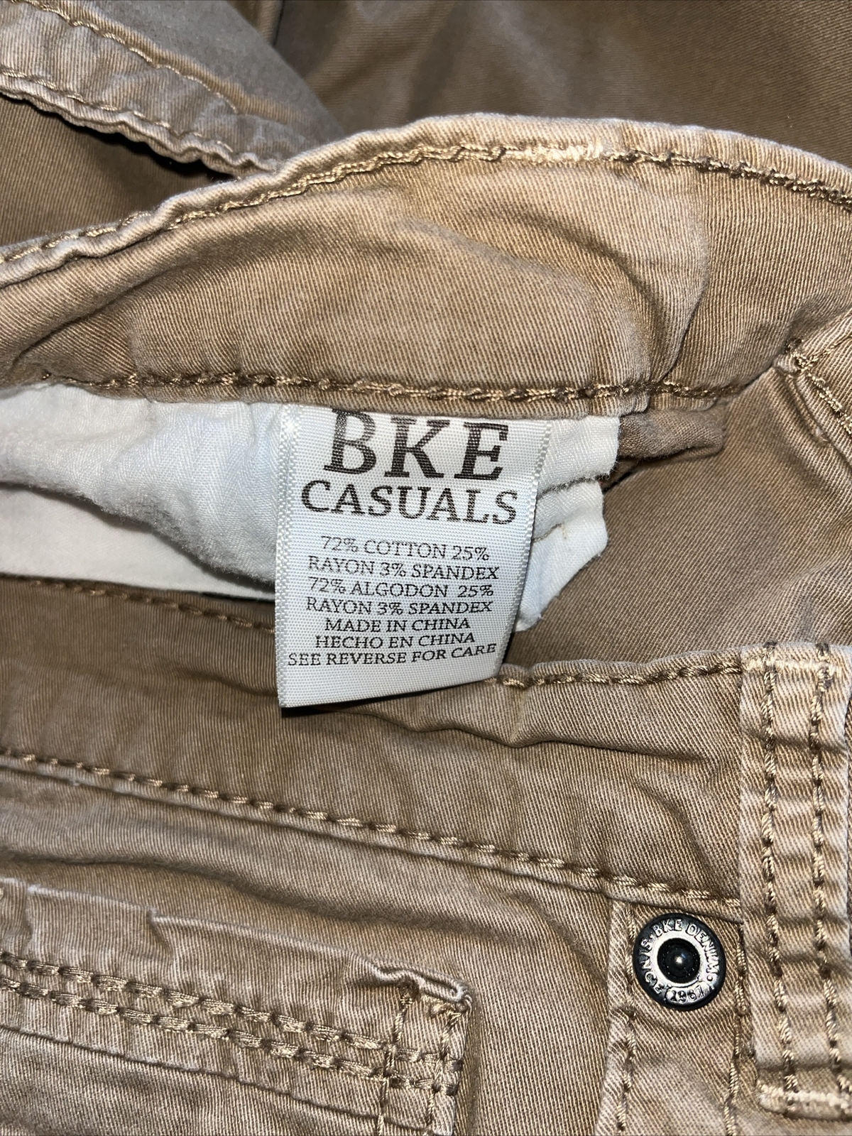 Mens BKE Tyler Casual Khaki Lightweight Pants 34R 33x29 Tan Beige Straight Leg - View 4