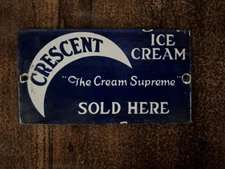 PORCELAIN CRESENT ENAMEL SIGN 6X3 INCHES
