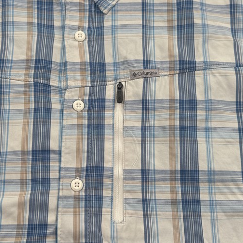 Columbia Mens Shirt Vented Fishing 2XL Blue Plaid Lightweight Outdoors Hiking - Picture 8 of 12
