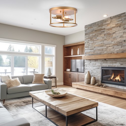 Ceiling Lights Fixture, 2-Light Farmhouse Flush Mount Ceiling Light 110-120V - Picture 14 of 24