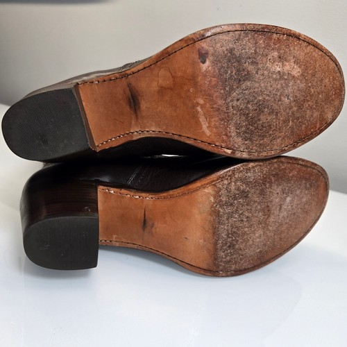 Frye Jane hohe Manschettenstiefel Größe 10 schokobraun kniehoch Reitsport Blockabsatz - Bild 7 von 9