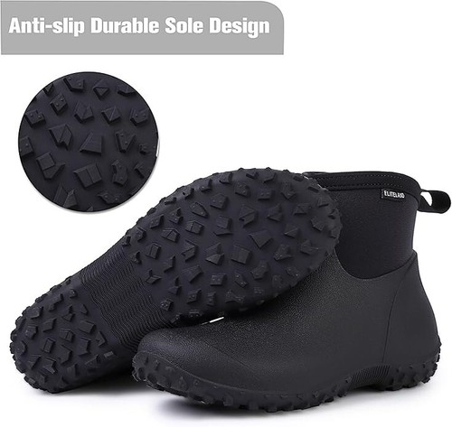 Waterproof Rain Booties Fishing Deck Boots Neoprene Rubber Black Women's 10 - Picture 4 of 7