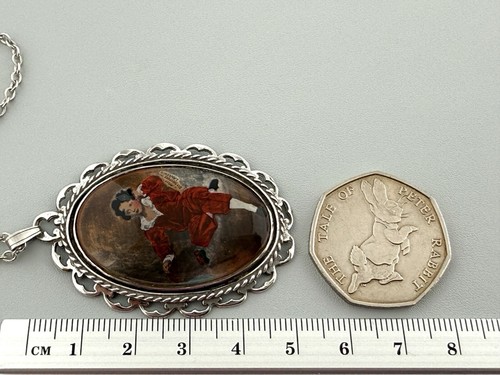 Sterling Silber Vintage Bild Medaillon "Der rote Junge" & Kette, 14 gm - Bild 9 von 10