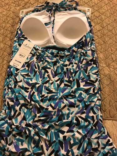 29 New Catalina Woman’s High Neck Haltar Swimdress White Plus Bathing Suit 1X16W - Picture 12 of 12