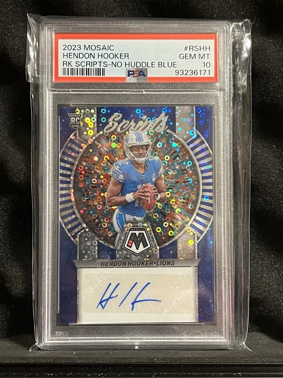 Hendon Hooker Panini Mosaic Rookie Scripts #RSHH No Huddle Blue