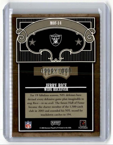 2004 Playoff Absolute Memorabilia Marks of Fame 1 Away Jerry Rice 0999/1000 - Picture 2 of 2