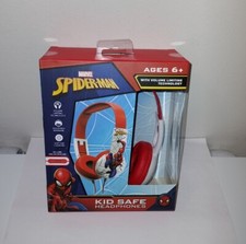Marvel Spiderman Kid Safe Headphones In-Line Microphone Adjustable Headband New