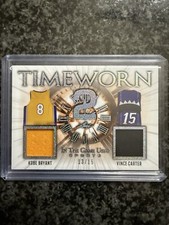 Kobe Bryant & Vince Carter Timeworn 2 dual GU jersey 13/15 2022 Leaf In the Game