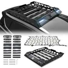 55"x40.98" Universal Roof Rack Cargo Basket Holder w/ Cargo Net 150lbs Capacity