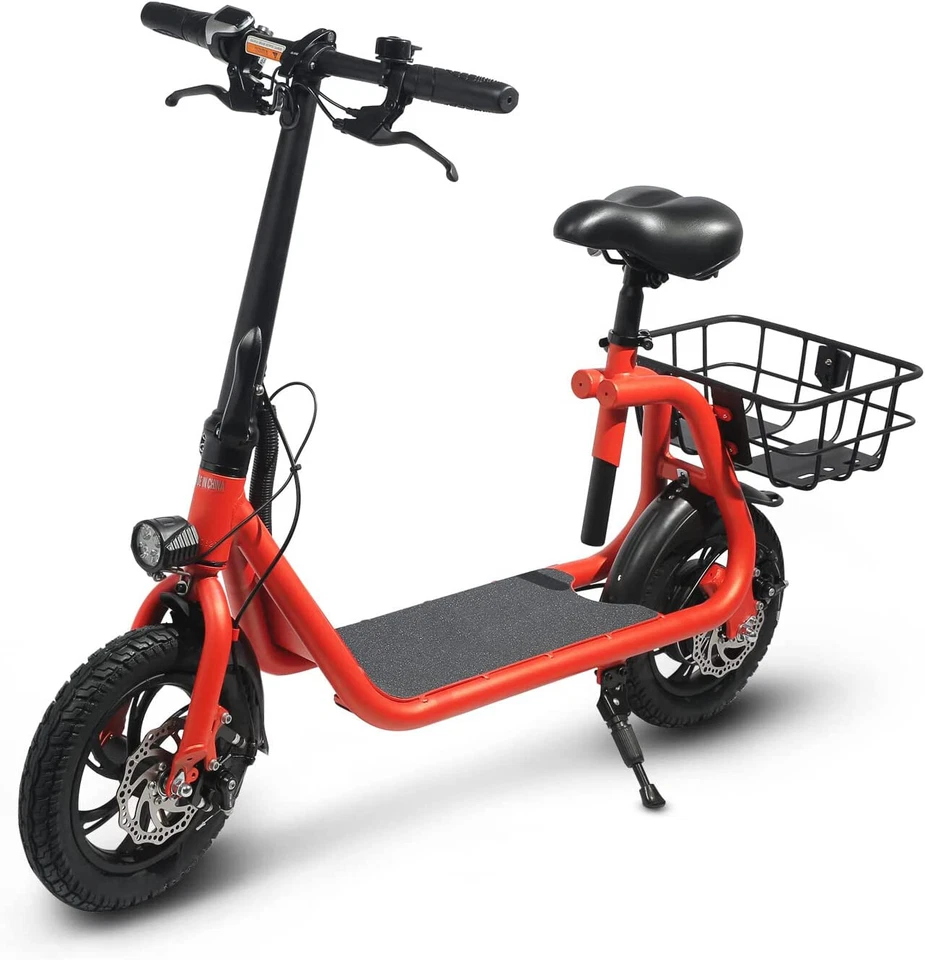  Scooter Eléctrico Deportivo 450W Adulto con Asiento Ciclomotor Eléctrico Ebike E-Scooter Foto 4 de 4