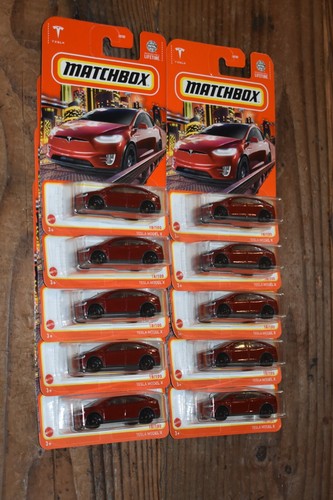 LOT OF 10 RED MATCHBOX TESLA MODEL X SUV ELECTRIC EV 90/100 - Picture 2 of 8
