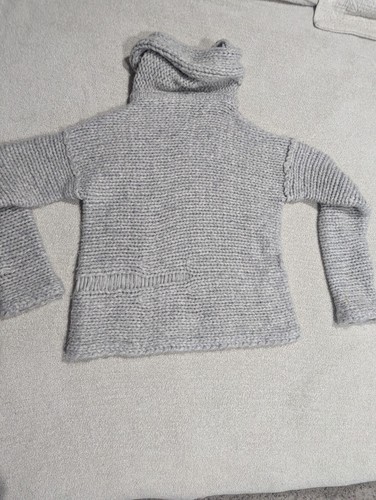 Raquel Allegra Sweater Gray Solid Cowl Neck Chunky Knit Royal Baby Alpaca Blend - Picture 9 of 12