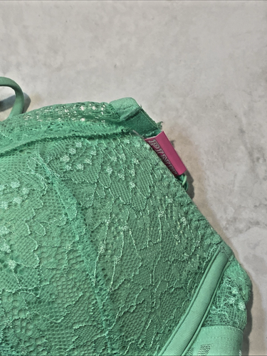 NEW NWT Victorias Secret Bra 32C Neon Green PINK Lace Underwire Balconette FRB4 - Picture 3 of 8