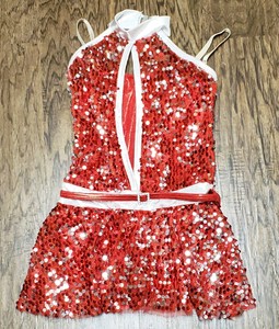 A-Wish-Come-True-Ballet-Dance-Halloween-Costume-Child-Size-6X-7-Red-Silver