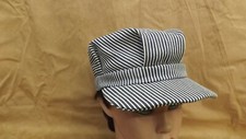 Vtg Broner Youth/Kids Snapback Railroad Hickory Stripe Engineer Hat/Cap USA made