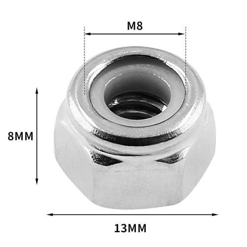 100PCS 1/4-20 Nylon Insert Hex Lock Nuts, Stainless Steel nut Clear - Picture 5 of 7