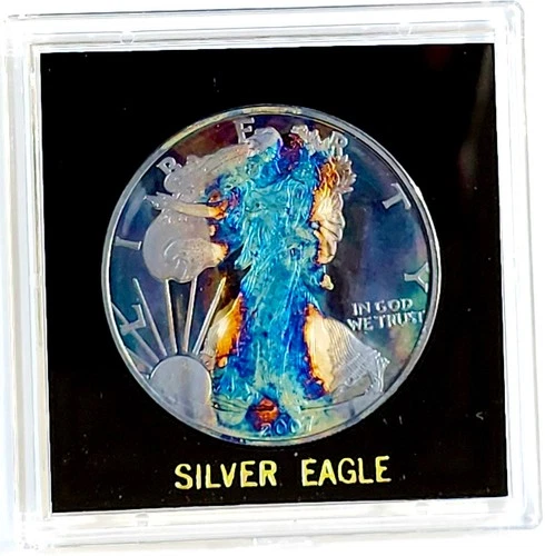 2007-W GEM Proof  Silver Eagle Deep Cameo Vibrant Rainbow Color Toned