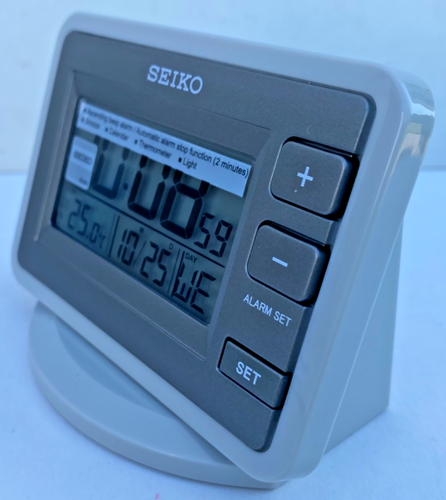 Seiko Digital Bedside Alarm Clock, Light, Date & Temp QHL065N - Squashed Box - Picture 4 of 16