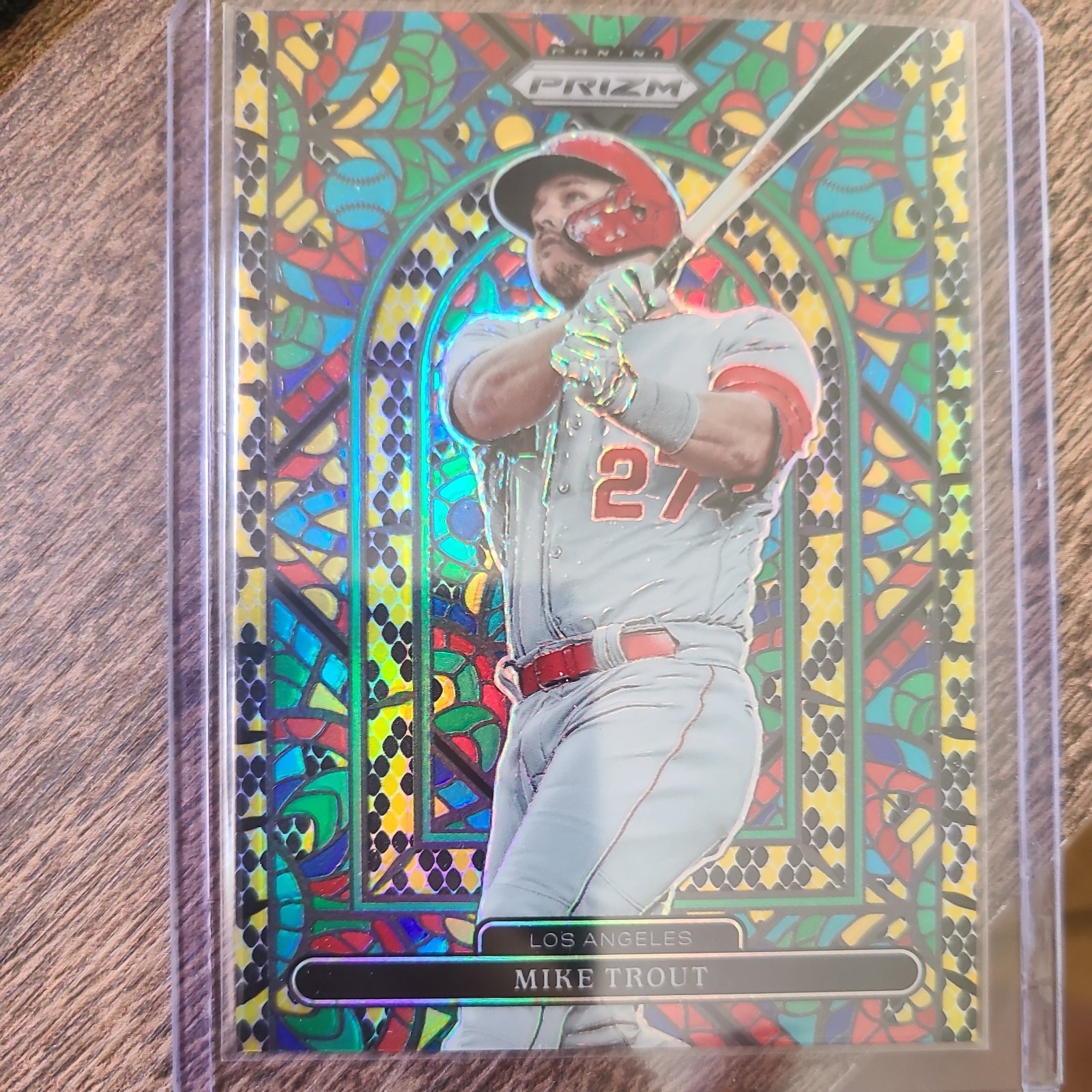 2022 Panini Prizm Mike Trout Stained Glass Snakeskin Prizm SSP Card #'d 6/50