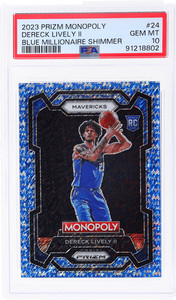 2023 Panini Prizm Monopoly Dereck Lively II Blue Millionaire Shimmer /10 PSA 10