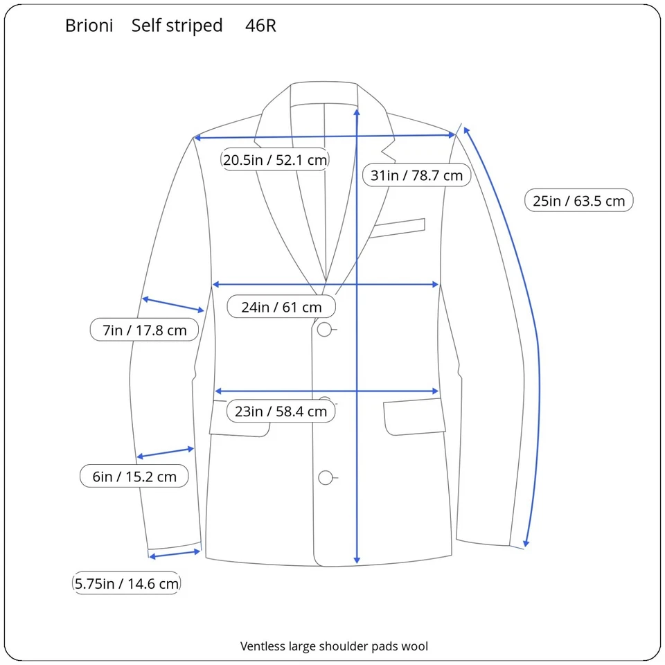 Vintage Brioni Double Breasted Suit 46r 38x29 Self Striped - Image 2 of 4