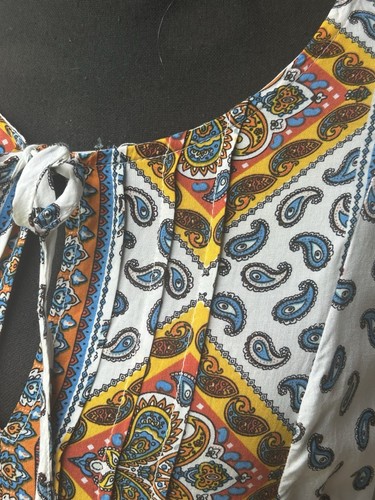 Weekend Suzanne Betro Tunic Top Medium Ivory Multicolor Paisley Baby Doll EC - Picture 5 of 13
