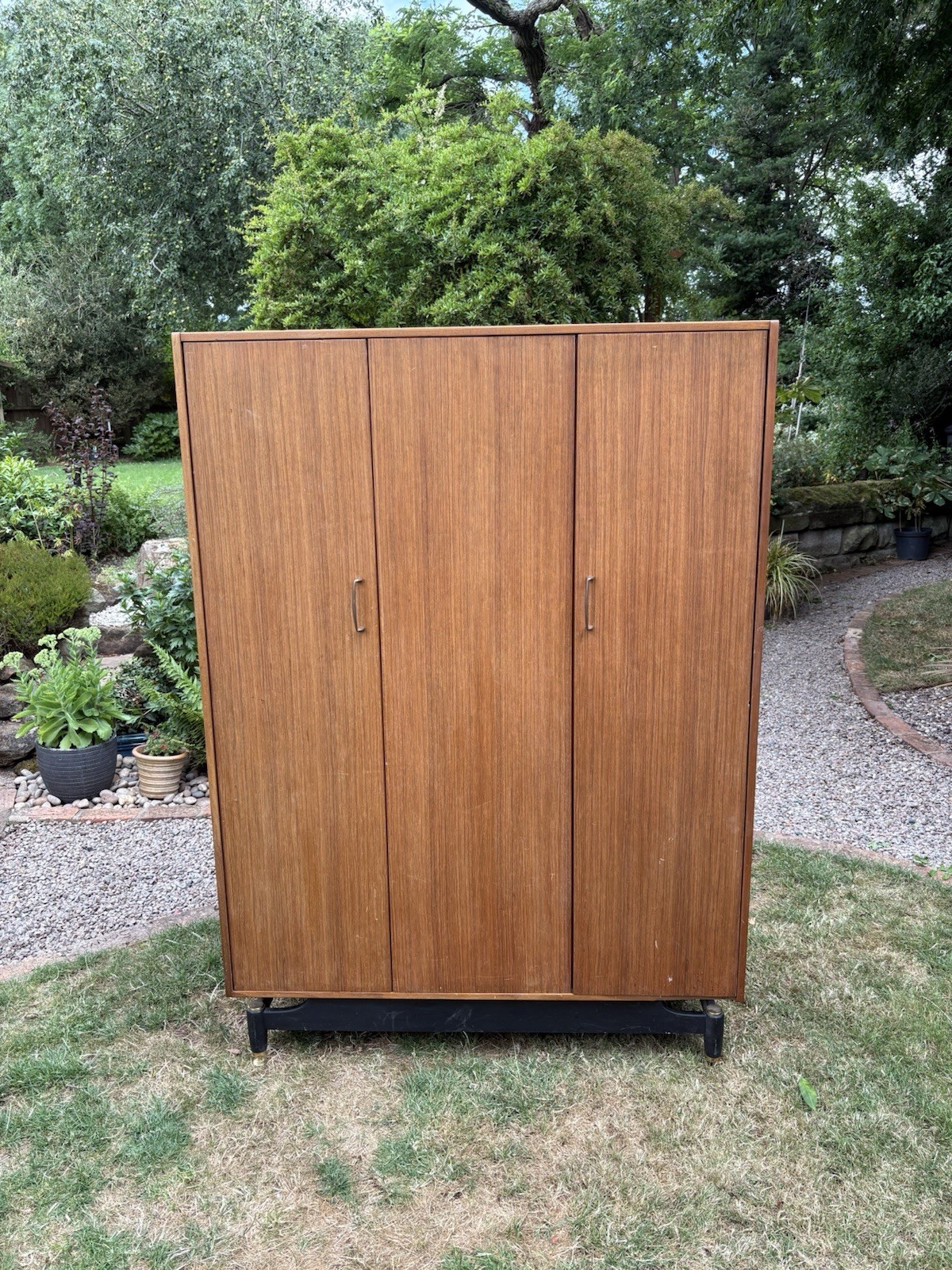 Vintage G Plan Triple Wardrobe Sliding Front Door Retro Mid Century Dark Wood