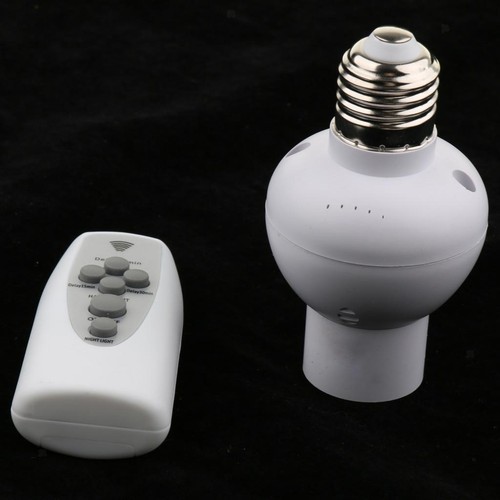 Dimmable Wireless Remote Control E27 Bulb Socket Holder Timer Setting - Picture 1 of 6