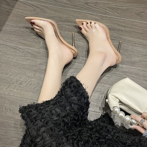 Sexy sandalias sin cordones transparentes de tacón alto con tacones de aguja para mujer - Imagen 13 de 13