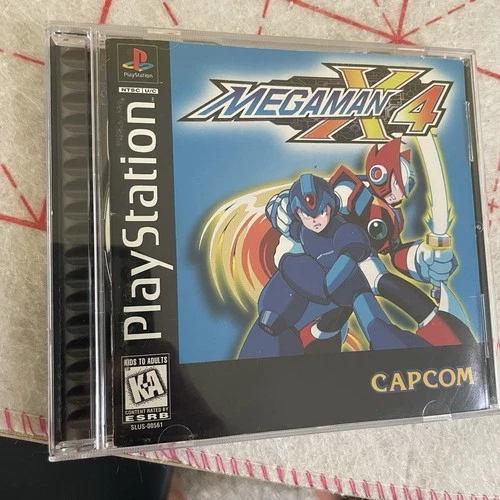 Vintage Megaman X4 Sony Ps1 CIB Black Label Complete with Manual Tested