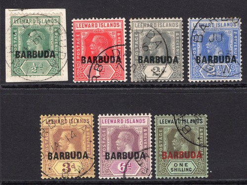 BARBUDA 1922 KING GEORGE V DEFINITIVE SET TO 1/- VERY FINE CDS USED