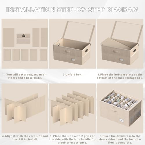Shoe Organizer for Closet,Shoe Box Storage Containers Fit 18 Pairs,Foldable - Picture 6 of 7