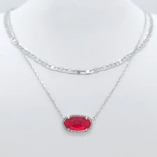 Kendra Scott Elisa Multi Strand Silver Pendant Necklace In Ruby Red