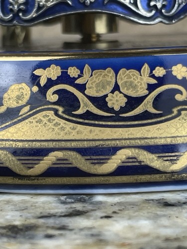 Franklin Mint Carousel Clock Dentzel Porcelain Cobalt Blue & Gold Horse Dome - Picture 8 of 23