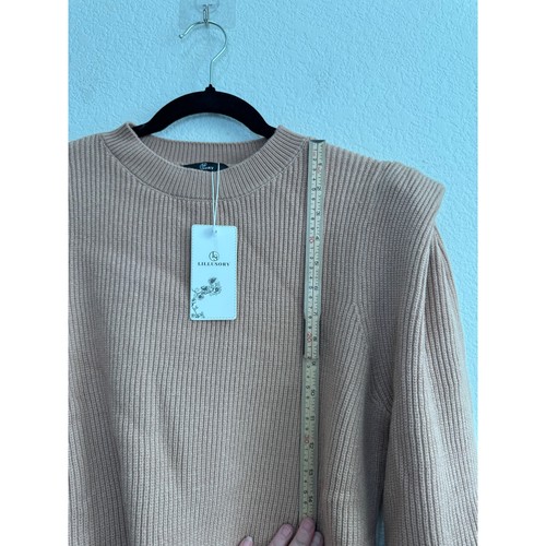 Neu mit Etikett klassischer brauner Damenpullover 80er-Jahre-Stil Schulter gerippt Medium - Bild 4 von 15