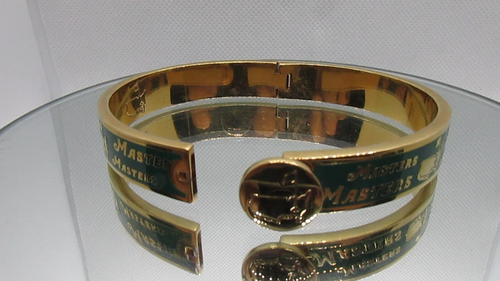 MASTERS, Augusta National, RARE, Mint Green Hinged BANGLE BRACELET - Video 1 of 1
