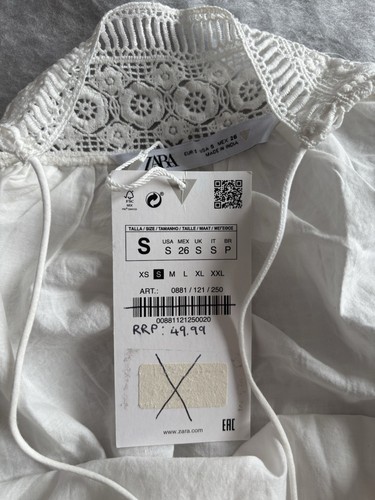 Floaty Zara White Top Size S BNWT - Picture 3 of 4