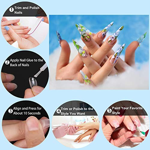 1000PCS Acrylic Nails Artificial Half False Flake Nail Long Stiletto Nail Tips - Picture 5 of 6