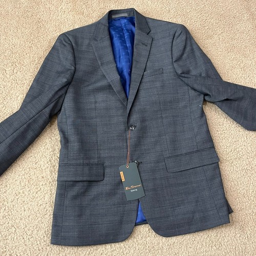 NWT Ben Sherman Mens Wool Blend Gray Plaid Sport Coat Jacket Size 40R - Picture 2 of 7