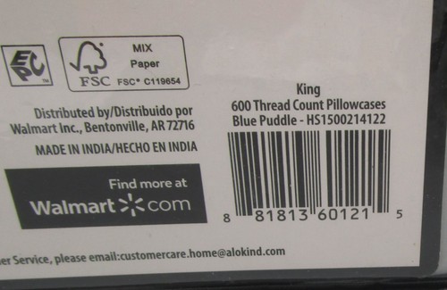 HOTEL STYLE~2 Piece KING Blue Puddle 600 Thread Count 100% Cotton Pillowcases - Picture 3 of 3