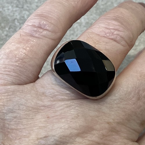 925 Sterling Silver Black Onyx Ring Size M - 90s Modern Vintage Kiran for QVC - Imagen 4 de 9