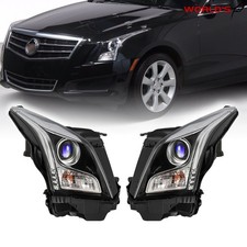 Rightleft Headlights For Cadillac Ats 2013-18 Halogen Projector Chrome Housing Rightleft Headlights For Cadillac Ats 2013-18 Halogen Projector Chrome Housing