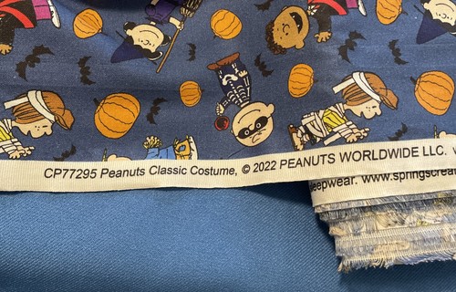 Peanuts Halloween Fabric ~ 100% Cotton ~Quilting Snoopy Charlie Brown ~ Blue ๐ - Picture 7 of 11