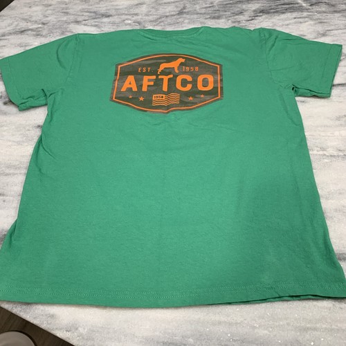 AFTCO Boys Green With Orange Logo T-Shirt Boys Size Large - Picture 9 of 15