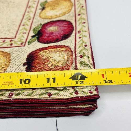 6 Apfel Gobelin Tischsets Ernte Herbst Herbst Bordüre Bauernhaus Landhaus Obst - Bild 5 von 9