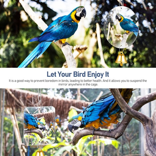 2Pcs Bird Mirror Toys Swing Hanging Ringer Parrot Cage Accessories for Parakeet - Bild 11 von 11