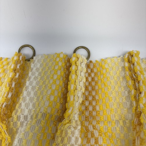 VTG Retro 70s Net Woven Curtain Fabric Mesh Yellow Orange Blend Set Of 3 Jcpenny - Picture 4 of 5