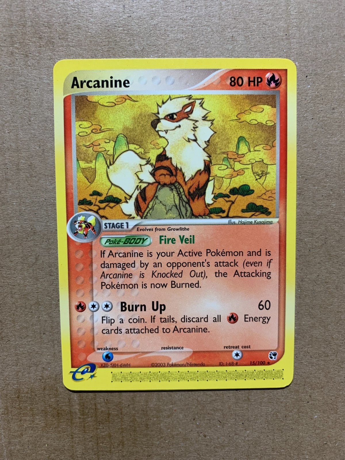 Arcanine 15/100 EX Sandstorm - Rare Pokemon Card - NM