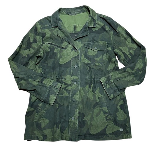 Hurley Damen große grüne Camouflage Print ungefüttert Druckknopf Anorak Stil Jacke