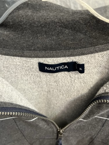 Karierter Herrenpullover Nautica Quarter Zip grau weiß Größe XL - Bild 5 von 7